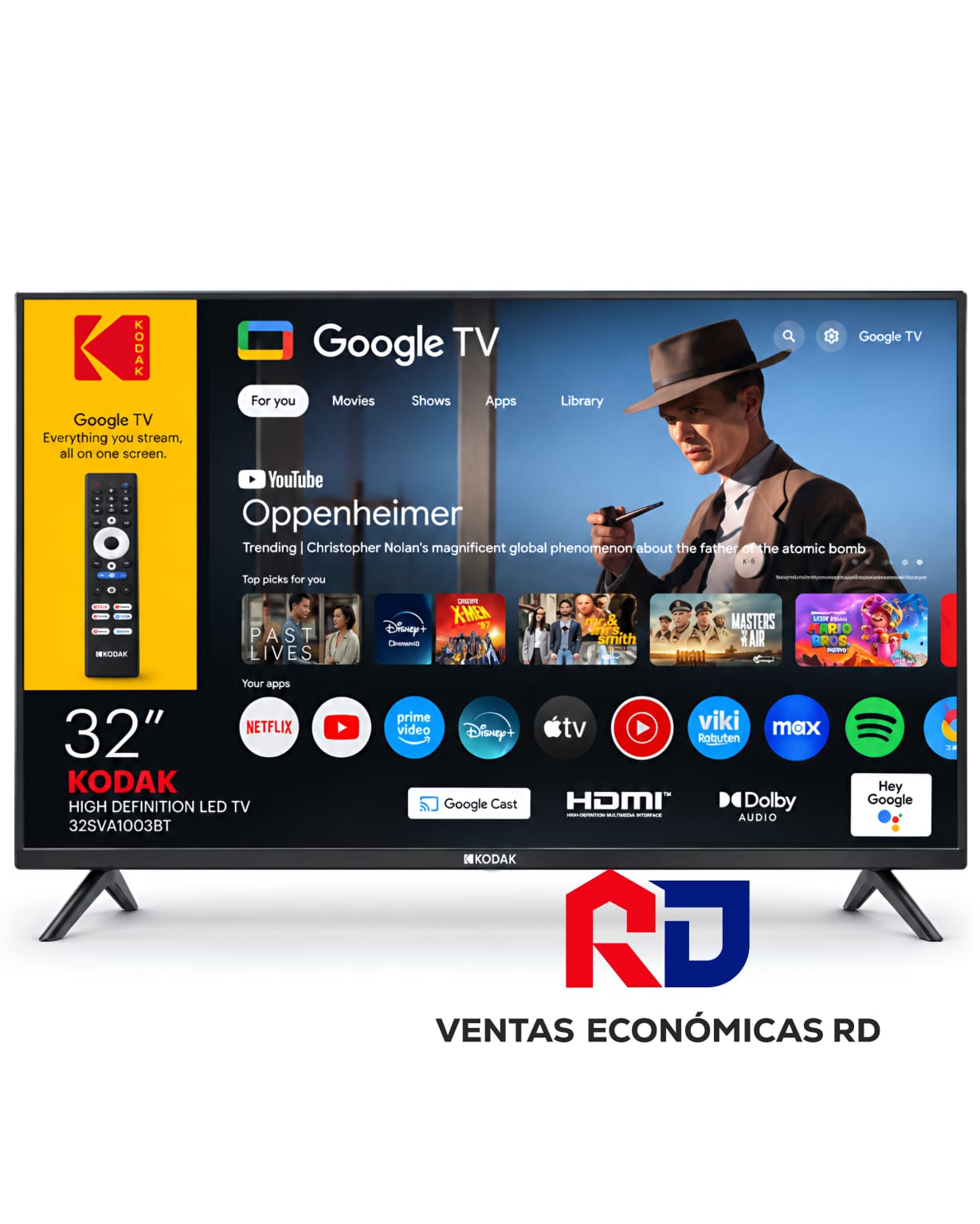 Smart TV Kodak 32 Pulgadas HD Google TV 32SVA1003BT | Ventas Económicas RD