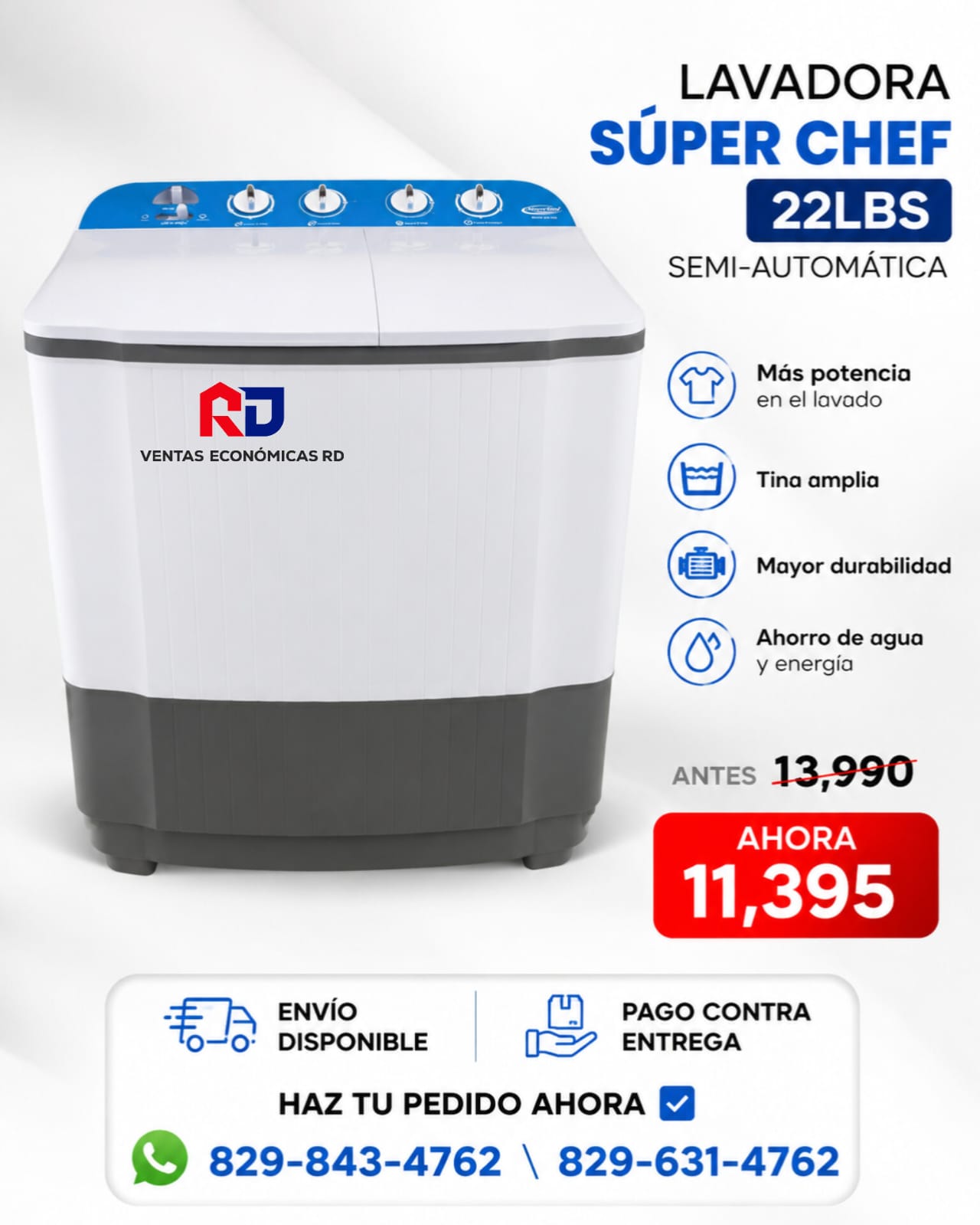 Lavadora super chef 22Lbs 