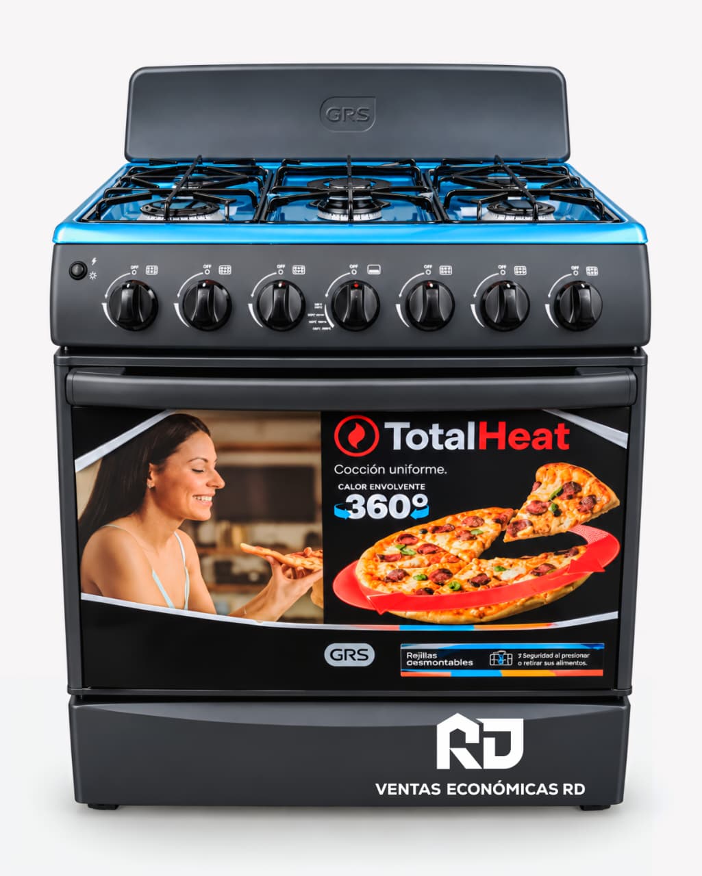 Estufa de 30 Pulgadas GRS TotalHeat con Encendido Eléctrico y Horno 360° | Ventas Económicas RD