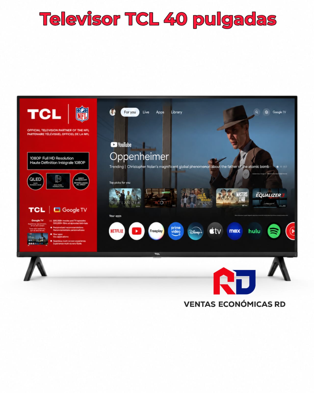 Smart TV TCL QLED de 40 Pulgadas Full HD con Google TV (Modelo Q3 / 40Q3K)