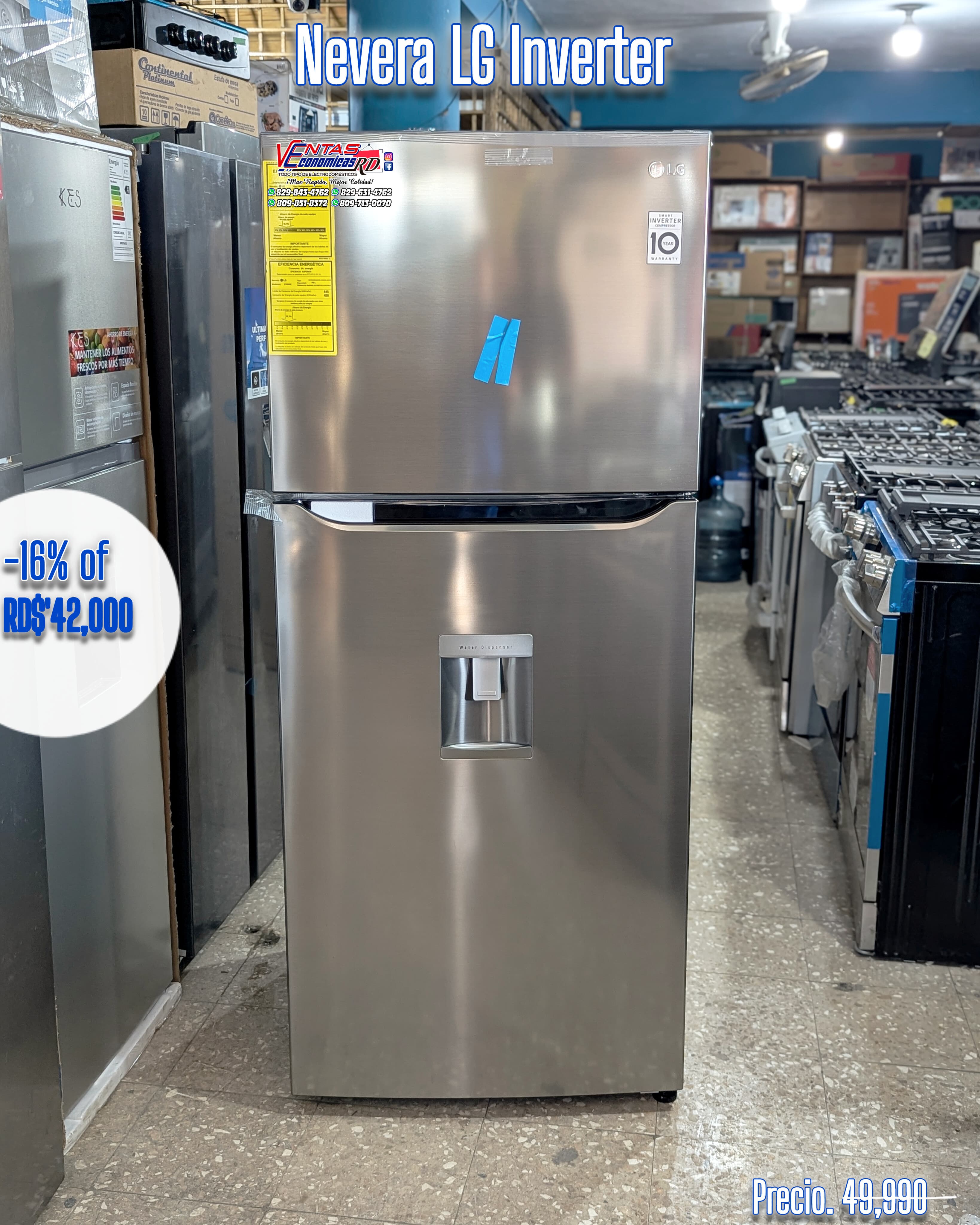 Nevera LG 16 pie con dispensador de agua 