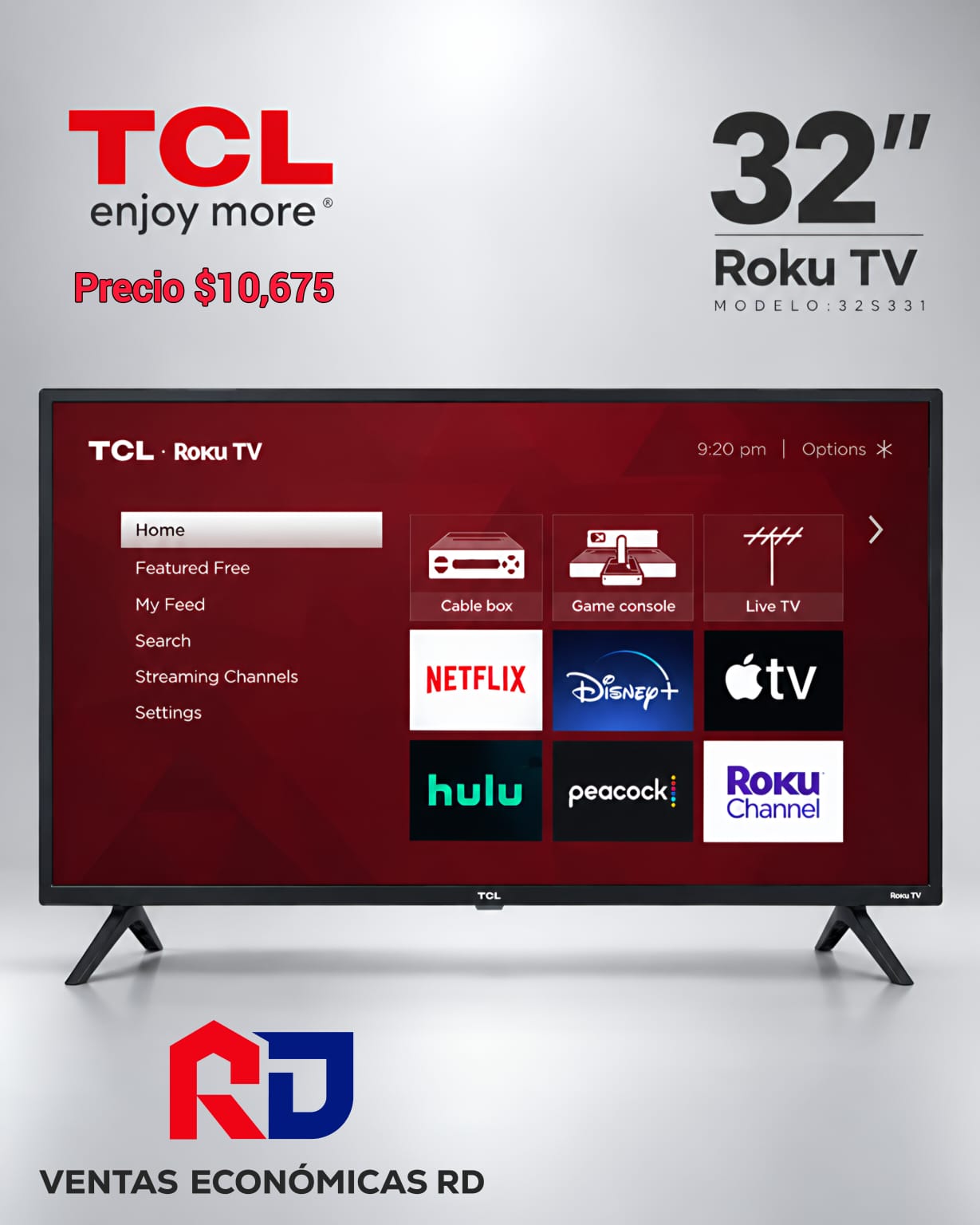 Smart TV TCL 32 Pulgadas Roku TV HD 32S331 | Ventas Económicas RD