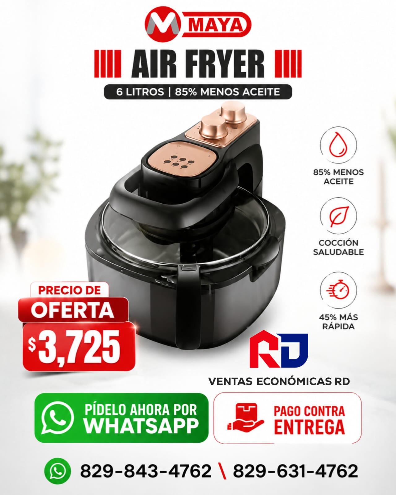 Freidora de Aire Maya 6 Litros DH-308 con Cocción Saludable | Ventas Económicas RD