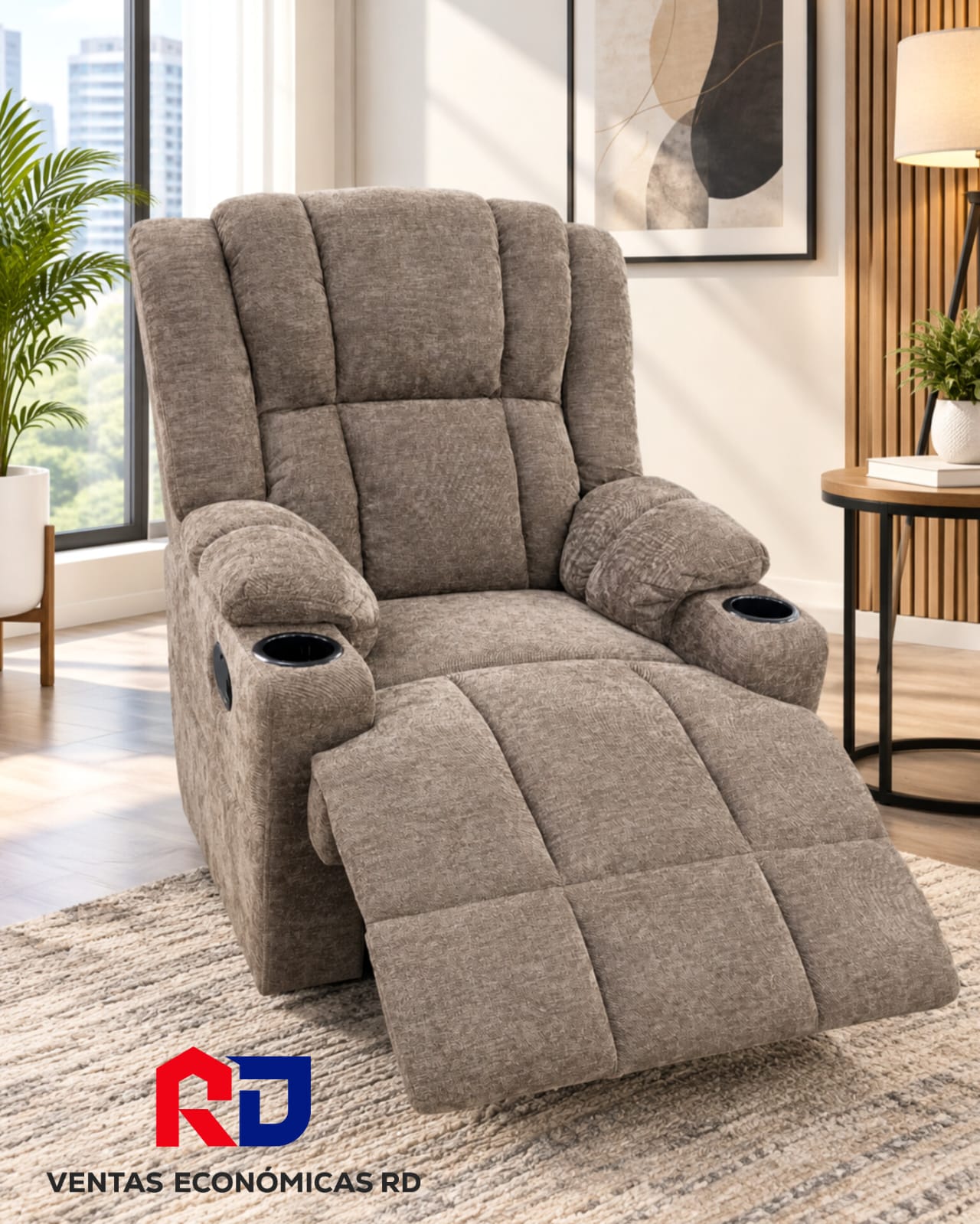​Sillón Reclinable Ergonómico con Portavasos y Máxima Comodidad
