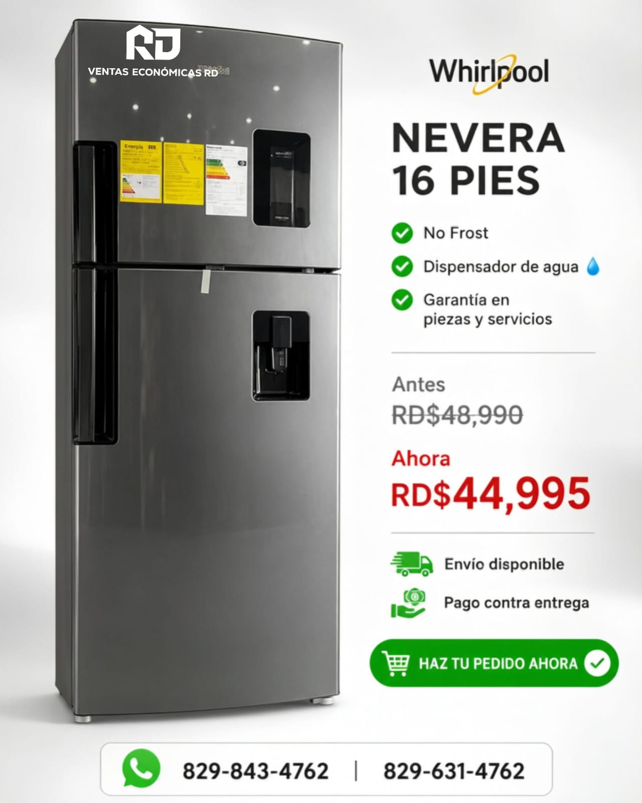 Nevera whirlpool 16 pie 
