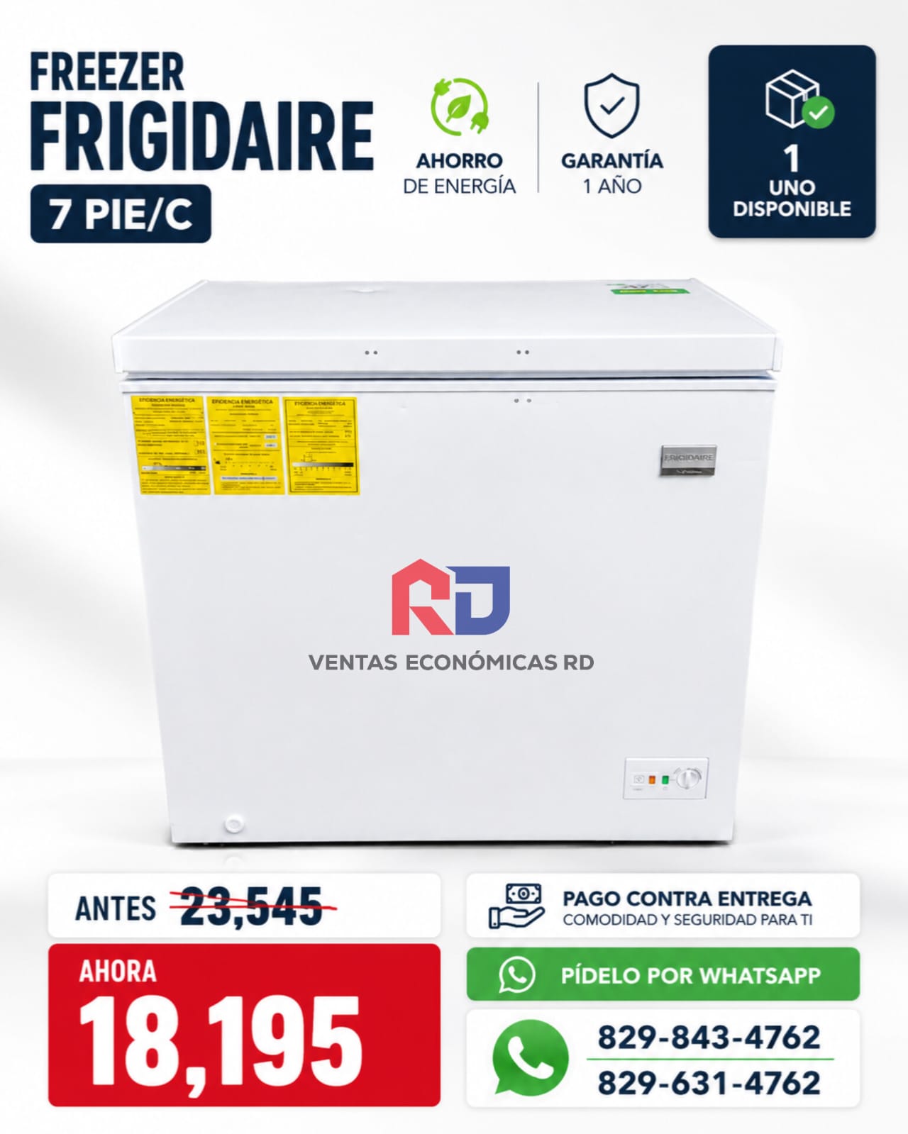 Freezer Frigidaire 7 Pies Cúbicos Blanco | Ventas Económicas RD