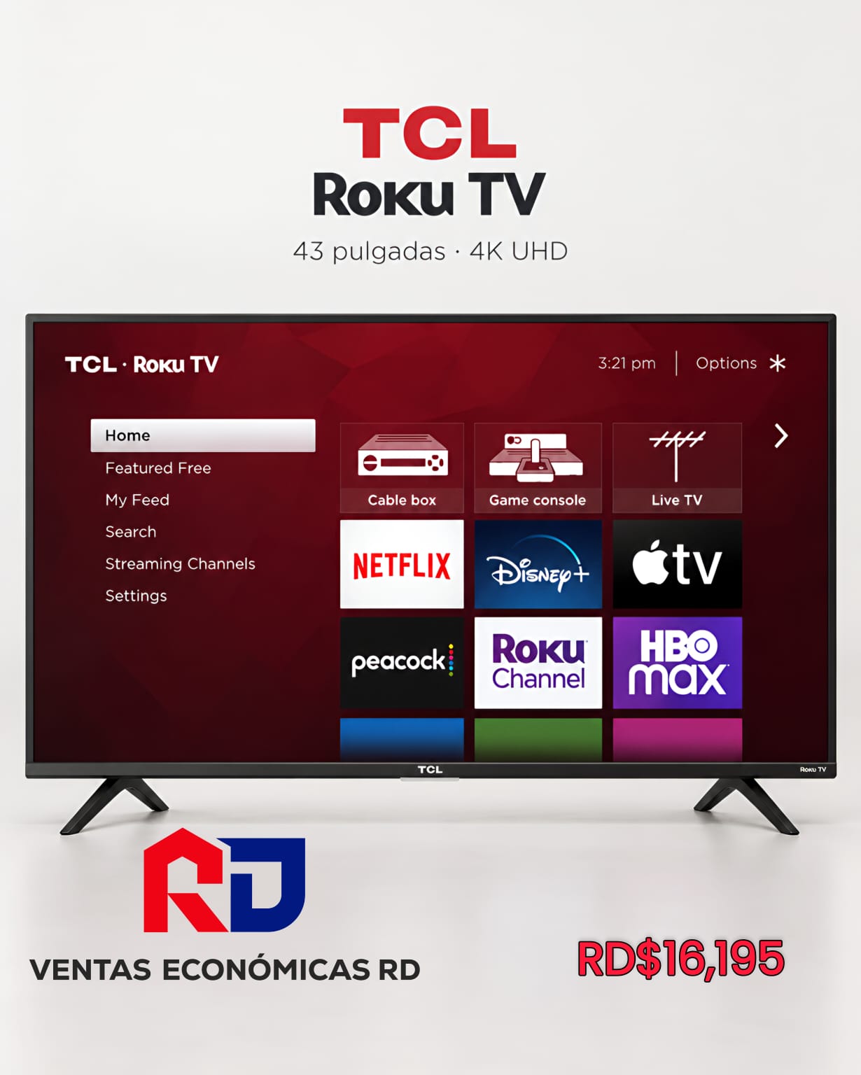 Smart TV TCL Roku 43 Pulgadas 4K UHD - 1 Año de Garantía