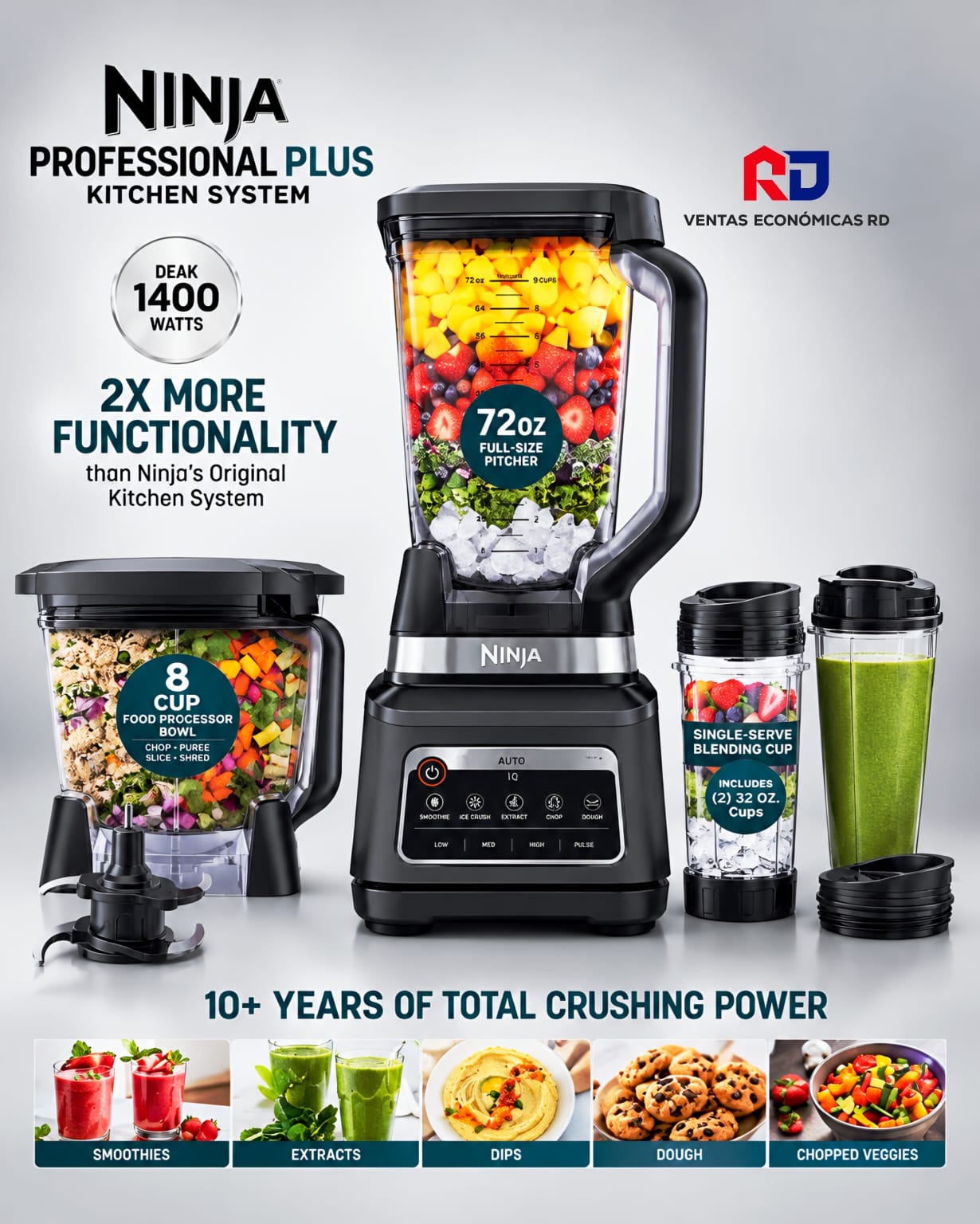 Sistema de Cocina y Licuadora Ninja Professional Plus 1400W | Ventas Económicas RD