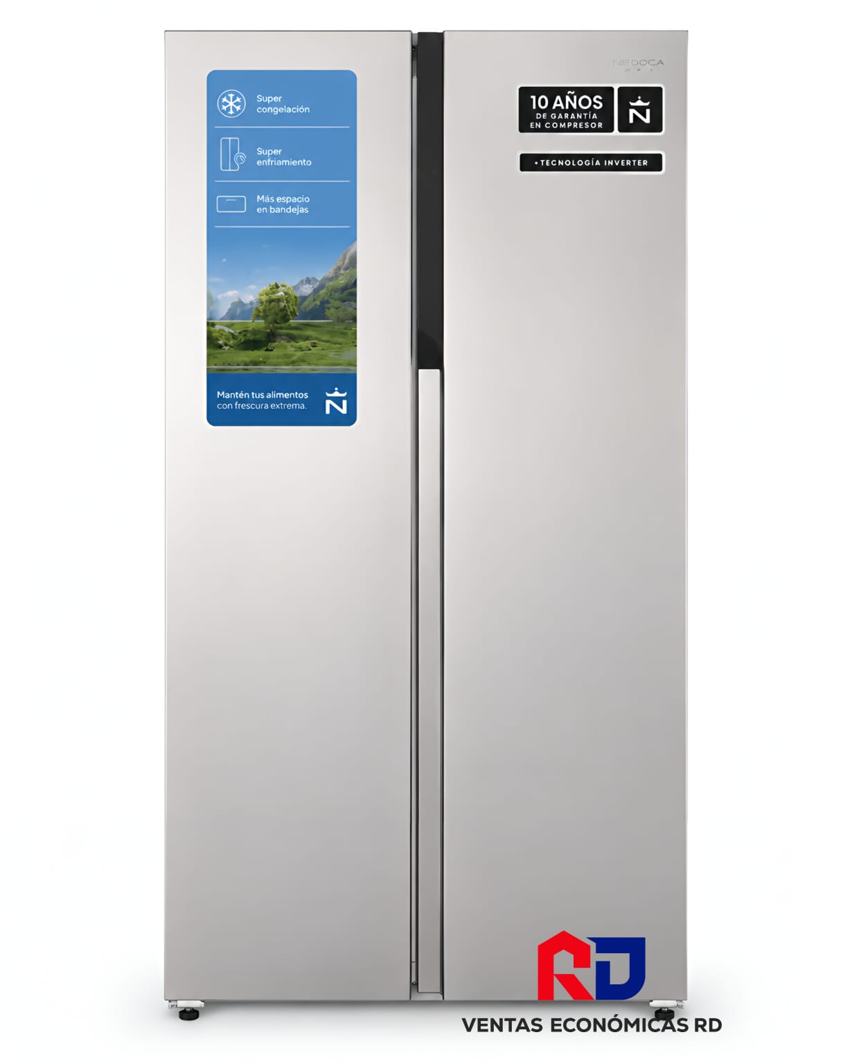 Nevera Nedoca Tipo Libro (Side by Side) Inverter con Luz LED 18PIE