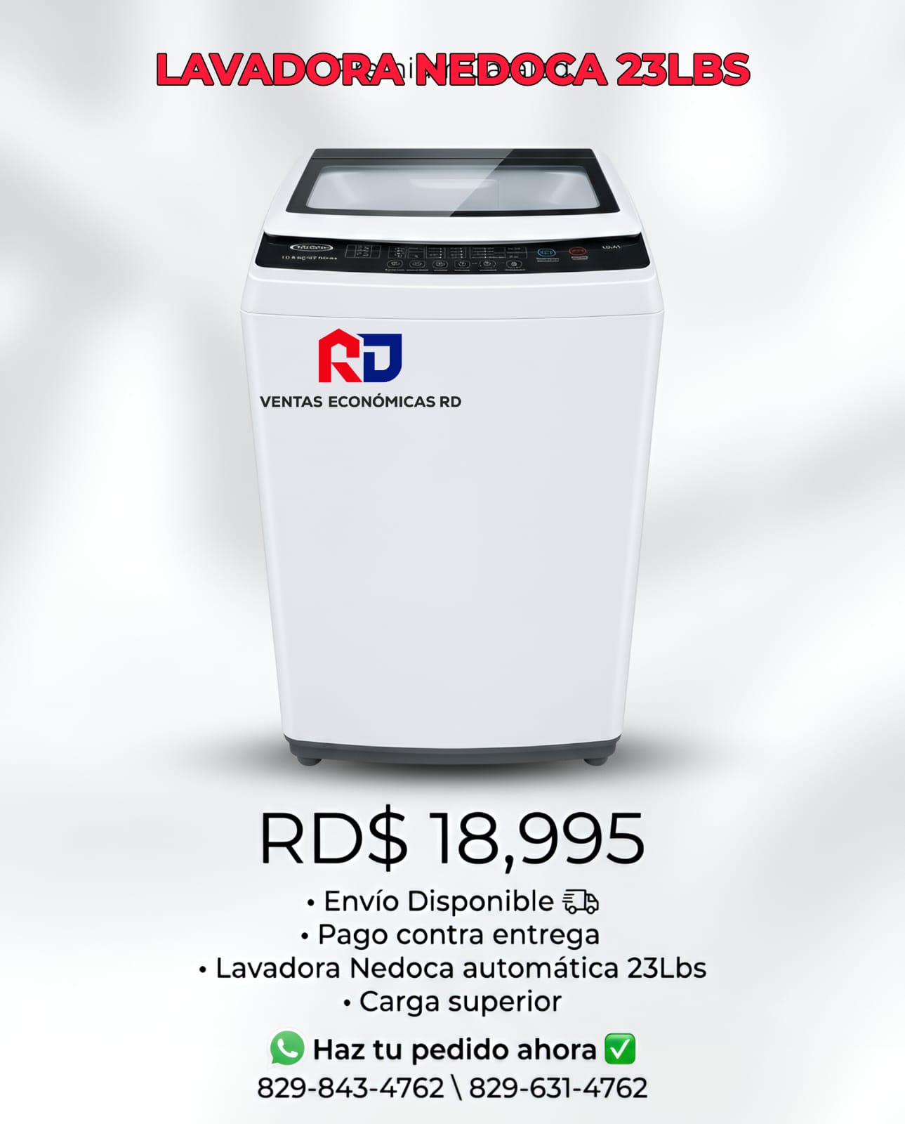 Lavadora Automática Nedoca de 23 Libras (10.5 kg) Carga Superior