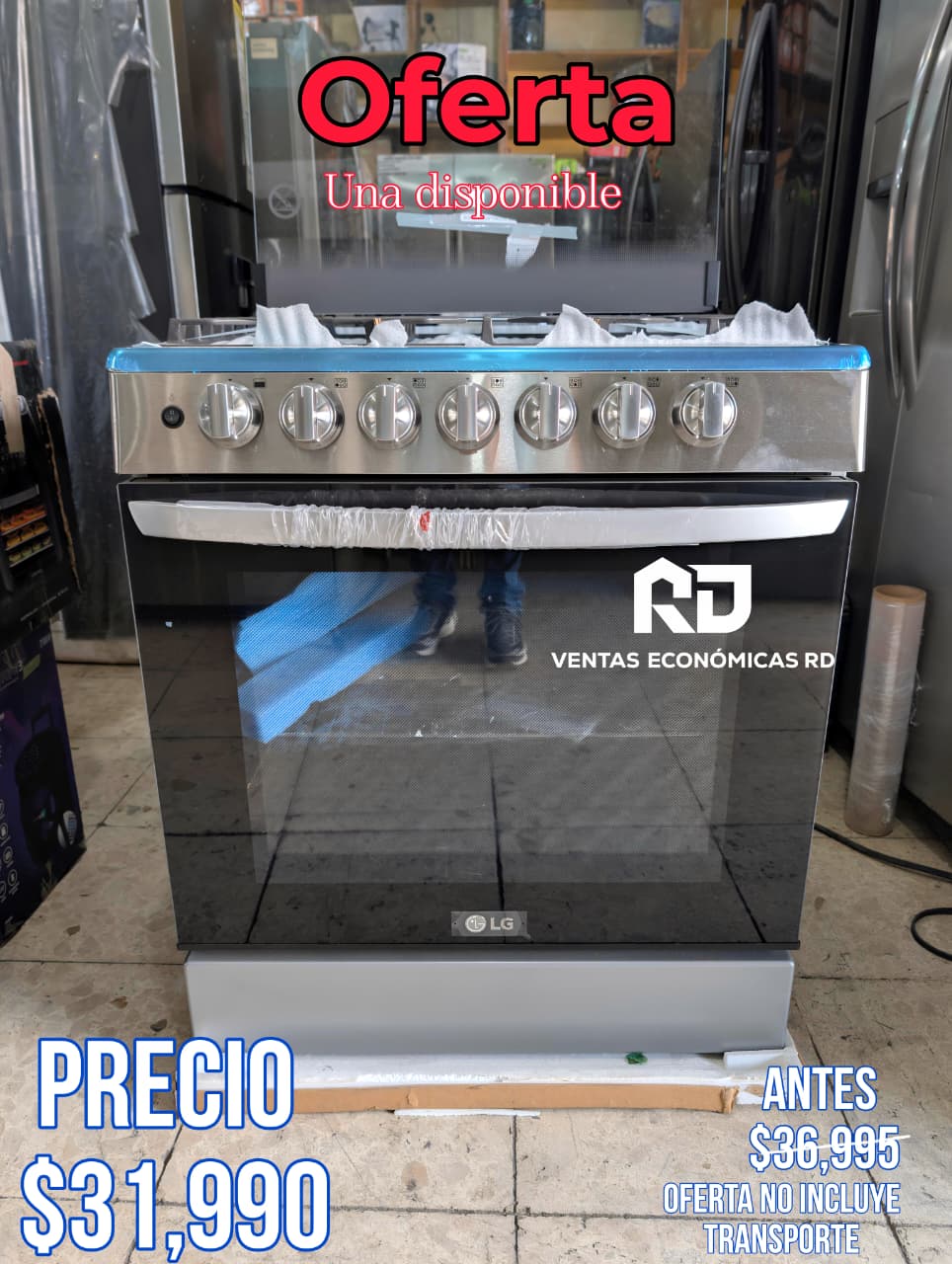 Estufa Inoxidable de 30 Pulgadas con Tope de Cristal y 6 Hornillas | Ventas Económicas RD