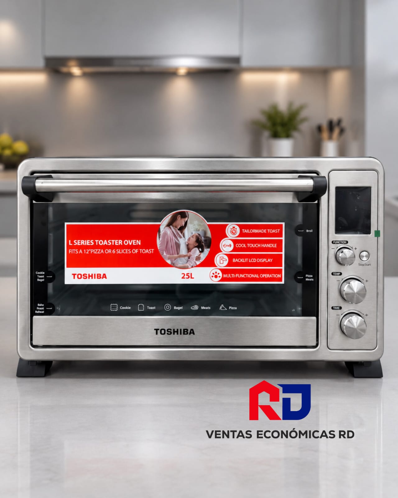 Horno Tostador Toshiba 25 Litros Multifuncional Stainless Steel | Ventas Económicas RD