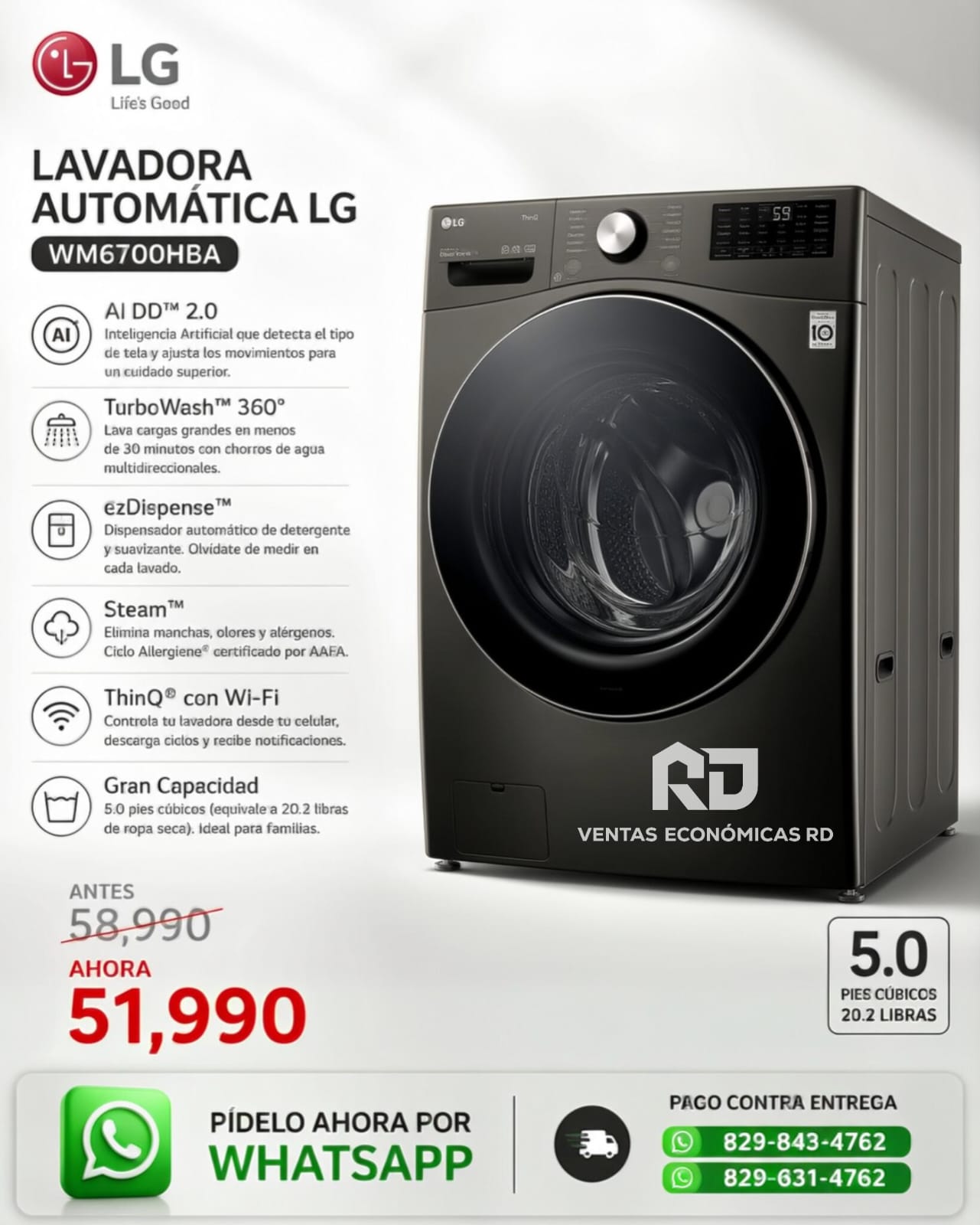 Lavadora LG automatica inverter 