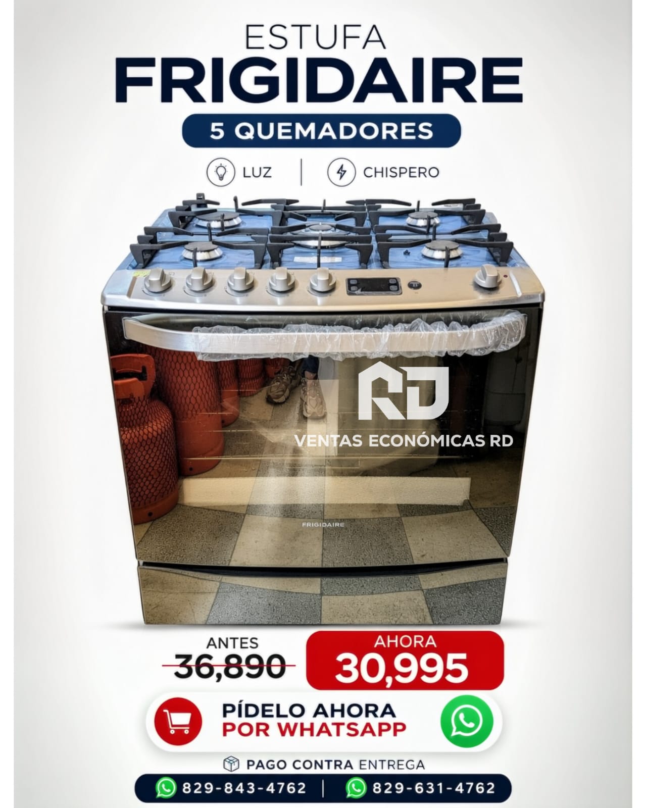 Estufa Frigidaire de 5 Quemadores con Luz y Chispero | Ventas Económicas RD
